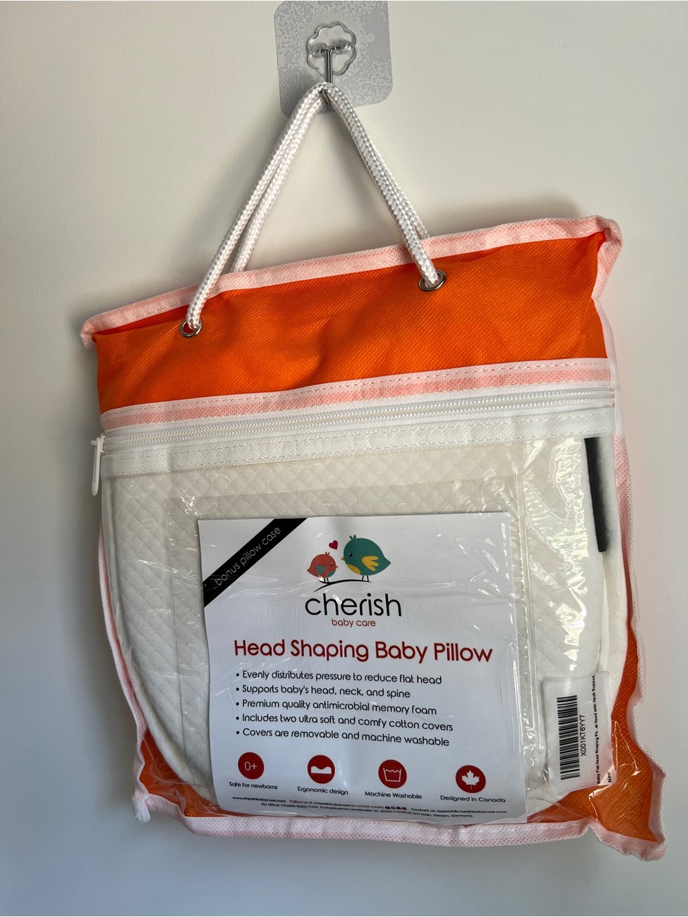Cherish Baby Care Head Shaping Baby Pillow w/ Bonus Pillowcase | New